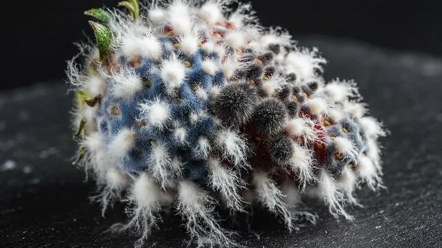 Mold formation on ripe strawberry berry captured in timelapse