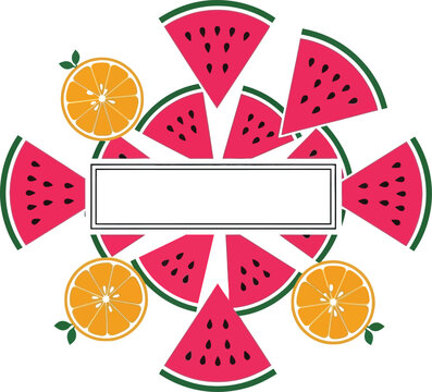 Watermelon and orange slices frame with empty text box