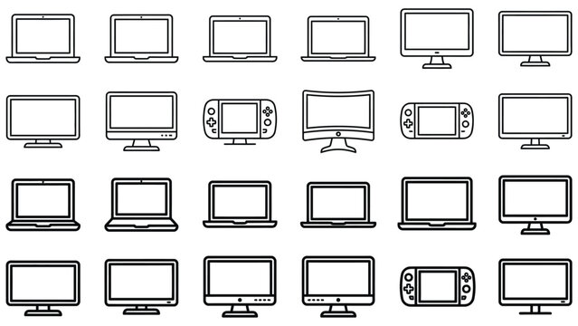 Collection of various computer and gaming console icons on white background