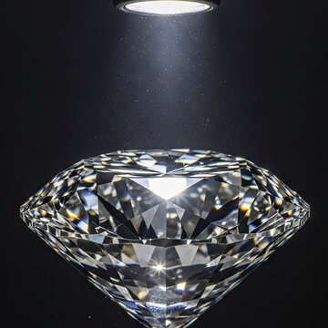 Brilliant gemstone sparkles intensely under focused light source in dark setting