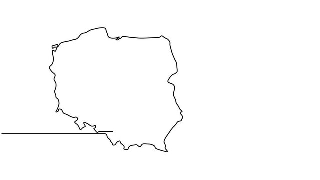 Animated video of Poland map. Map and flag motion graphics for Education, Travel between cities in Poland, infographics, Science, Web Presentations. Poland map concept in doodle style.
