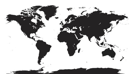 Global geography layout and planetary landmass silhouette in clean black vector style for worldwide logistics presentation © diah
