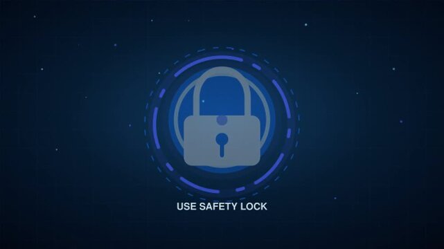 Use Safety Lock Mandatory Safety Sign Futuristic 4K Loop