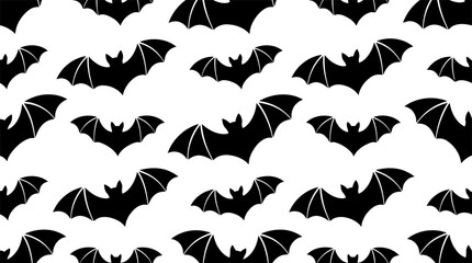 Fototapeta premium Black bat silhouettes on white background for halloween decorations