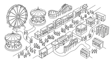 Fototapeta premium Detailed Line Drawing Of Various Transportation Vehicles Illustration. EPS Editable. Vector Illustrations.