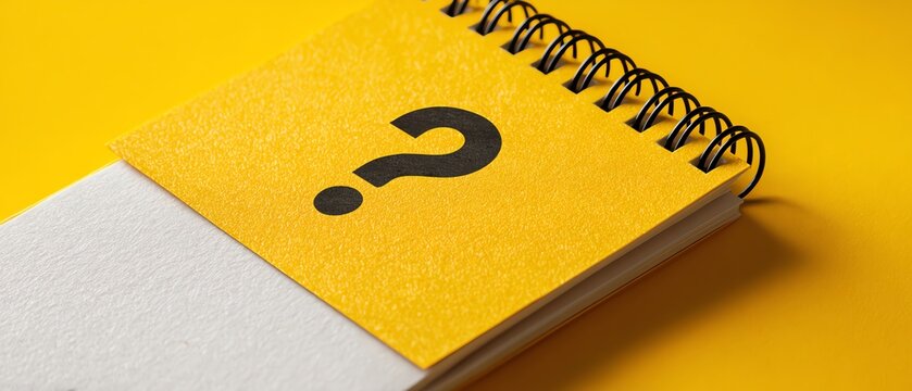 Question mark on a yellow notepad background.