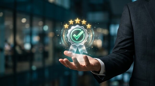 Enterprise Trust Building Strategy Featuring Premium Quality Certification and Verified Business Excellence Recognition Concept
