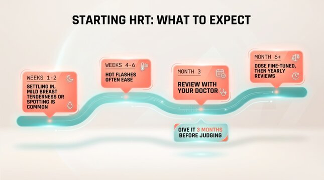 Starting HRT what to expect timeline infographic