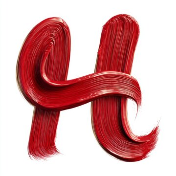Red brushstroke letter H abstract paint calligraphy alphabet minimalist artistic design