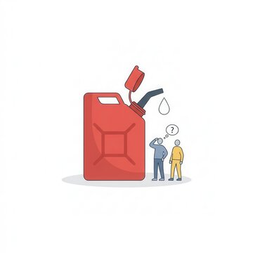 the last drop of fuel falls from the canister