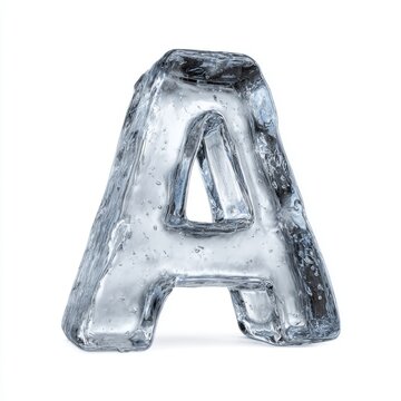Frozen Ice Letter A Transparent Alphabet Character Isolated Winter Typography Design