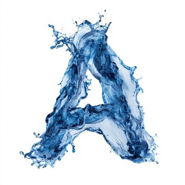 Blue Liquid Letter A Water Splash Alphabet Symbol Isolated White Background