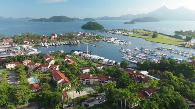 Aerial view of the Marina Bracuhy near the town of Angra dos Reis in Brazil
