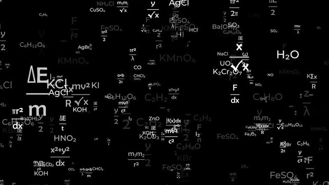 space of education having the flying formula of chemistry and integeral, algebra equation of math