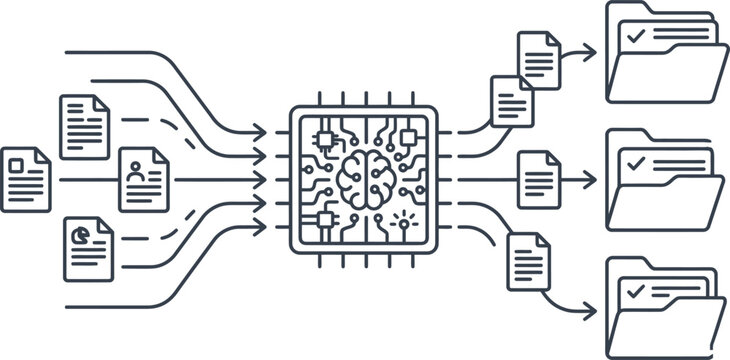 AI Document Classification and Automatic Digital File Sorting Vector