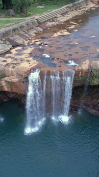 Vertical Aerial View of Krang Suri Waterfall, West Jaintia Hills, Meghalaya
