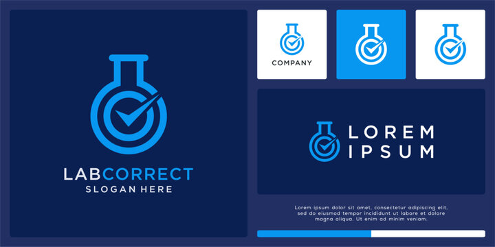 Lab correct logo design template with tick