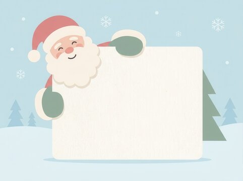 Christmas card with Santa Claus and free space for text in pastel colors