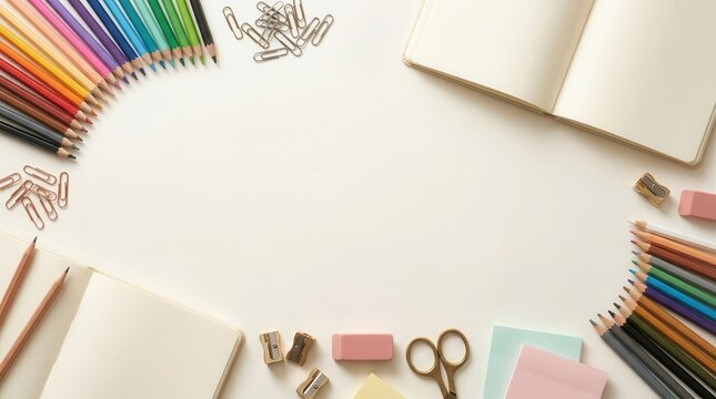 School supplies on a white background flat lay