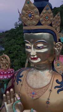 Vertical Aerial View of Gyalwa Jampa at Arya Maitreya Lhakhang, Arunachal Pradesh