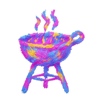 PNG Colorful fuzzy barbecue illustration