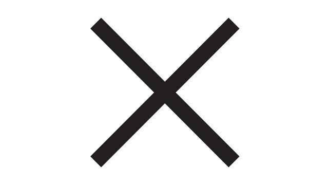 Bold thick black cross symbol mark for rejection or error with rejection negative interface selection forbidden excluded omission incorrect isolated minimalist geometry notification