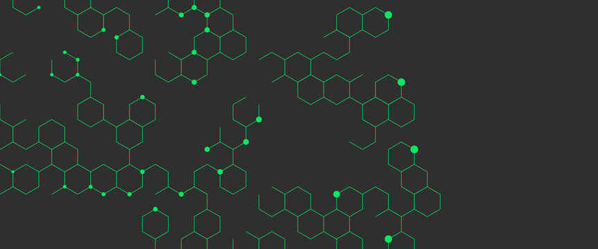 Bright green and charcoal black molecular network lattice vector line graphic showcasing connected node linkages and hexagonal cells for sleek dark mode landing pages