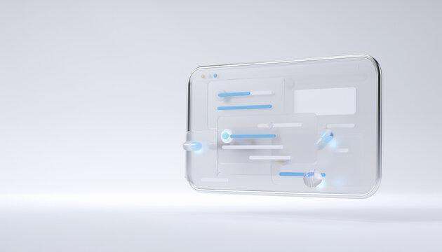 Clean Minimalist Browser UI Mockup with a Floating Translucent Glassmorphism Frame for Modern Web Interface Design
