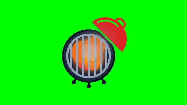 barbecue grill cookout roasting picnic outdoor food bbq animation icon green screen motion footage chroma key flat graphic illustration isolated