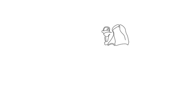 person woman hike trekking backpack outdoor lifestyle one line art 2d video animation