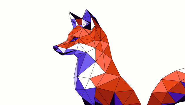 Low Poly Geometric Fox Illustration in Warm Gradient Colors