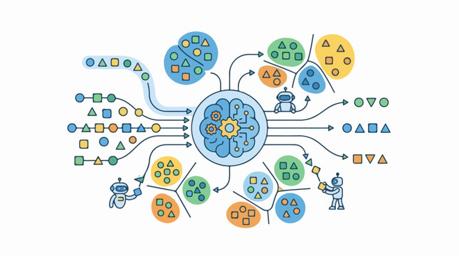 Conceptual illustration of artificial intelligence processing information