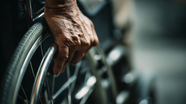 Senior Mobility Support With Wheelchair And Aging Hand