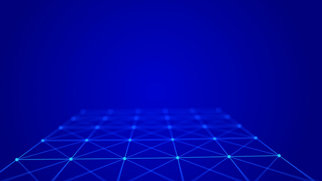 Abstract technological background of digital technologies. Computer code. 3D grid.