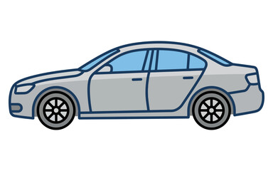 Fototapeta premium Flat Design Grey Sedan Car Vector Icon