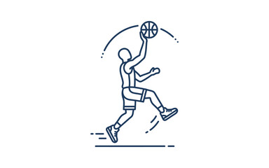 Fototapeta premium Basketball Player Layup Outline Vector Illustration