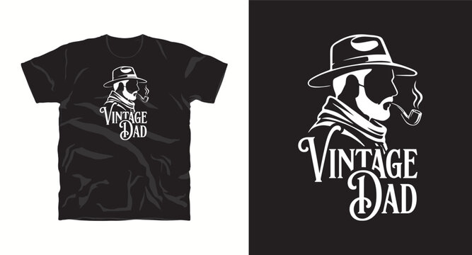 Vintage dad t-shirt design with a man in a hat smoking a pipe with birth year option.