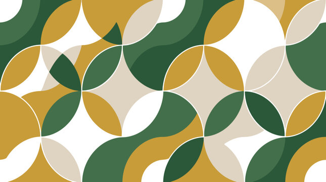 Geometric pattern with green and yellow shapes.