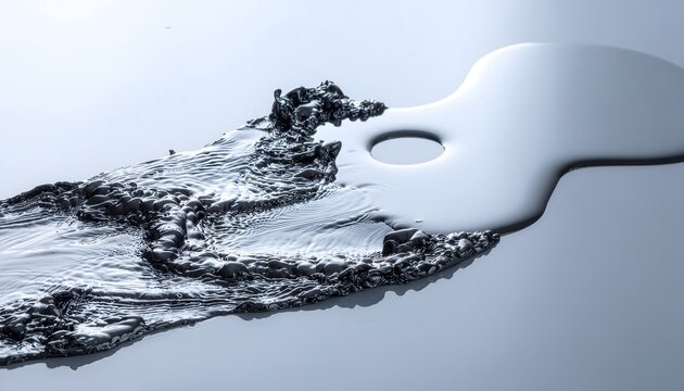 Reflective liquid chrome splitting into a smooth stream and a tangled jagged stream, symbolizing the divergence of clean data and algorithmic bias.