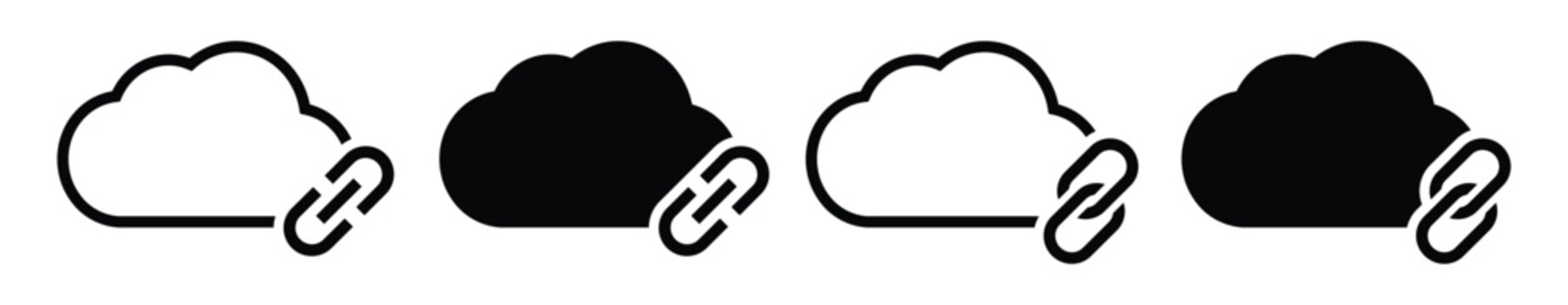 Cloud web linked set icon illustration