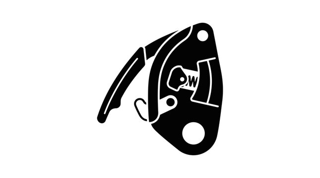 Climbing Ascender Device Icon - Black and White Vector Illustration