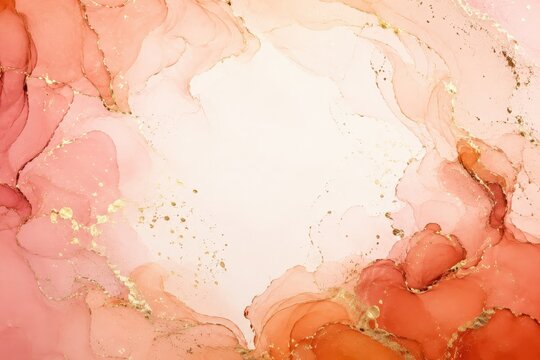 Abstract fluid art with pink and gold color palette