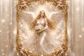 Obraz premium Ethereal angelic beauty in frame.