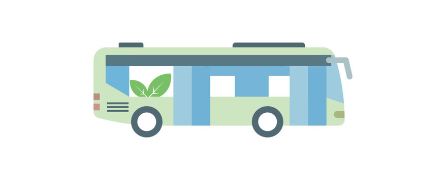 Eco-friendly electric bus flat icon for green city transport vector illustration