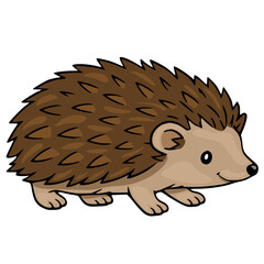 Cute woodland hedgehog vector illustration, isolated brown spiky animal character