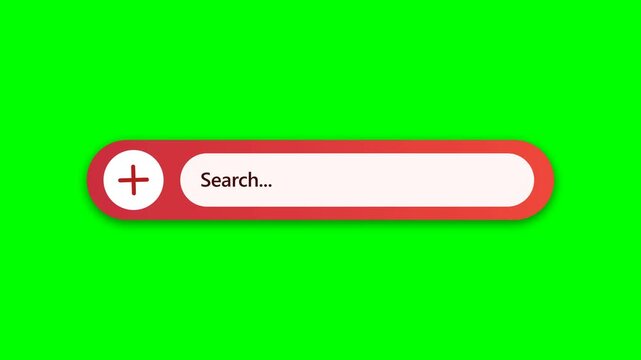 Animated Search Bar UI Element with Icons on Green Screen Background.