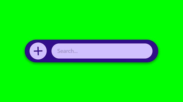 Animated Search Bar with Plus and Minus Icons on Green Screen Background.