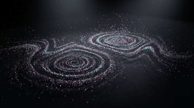 Concentric mineral dust formations creating abstract resonance patterns inspired by vibration, wave motion, and acoustic visualization.