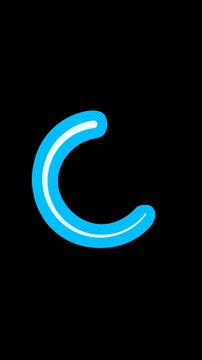 Neon spinner growing arc vertical, transparent alpha channel loop