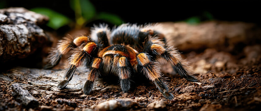 Mexican Red Knee Tarantula on Forest Floor AI Generative